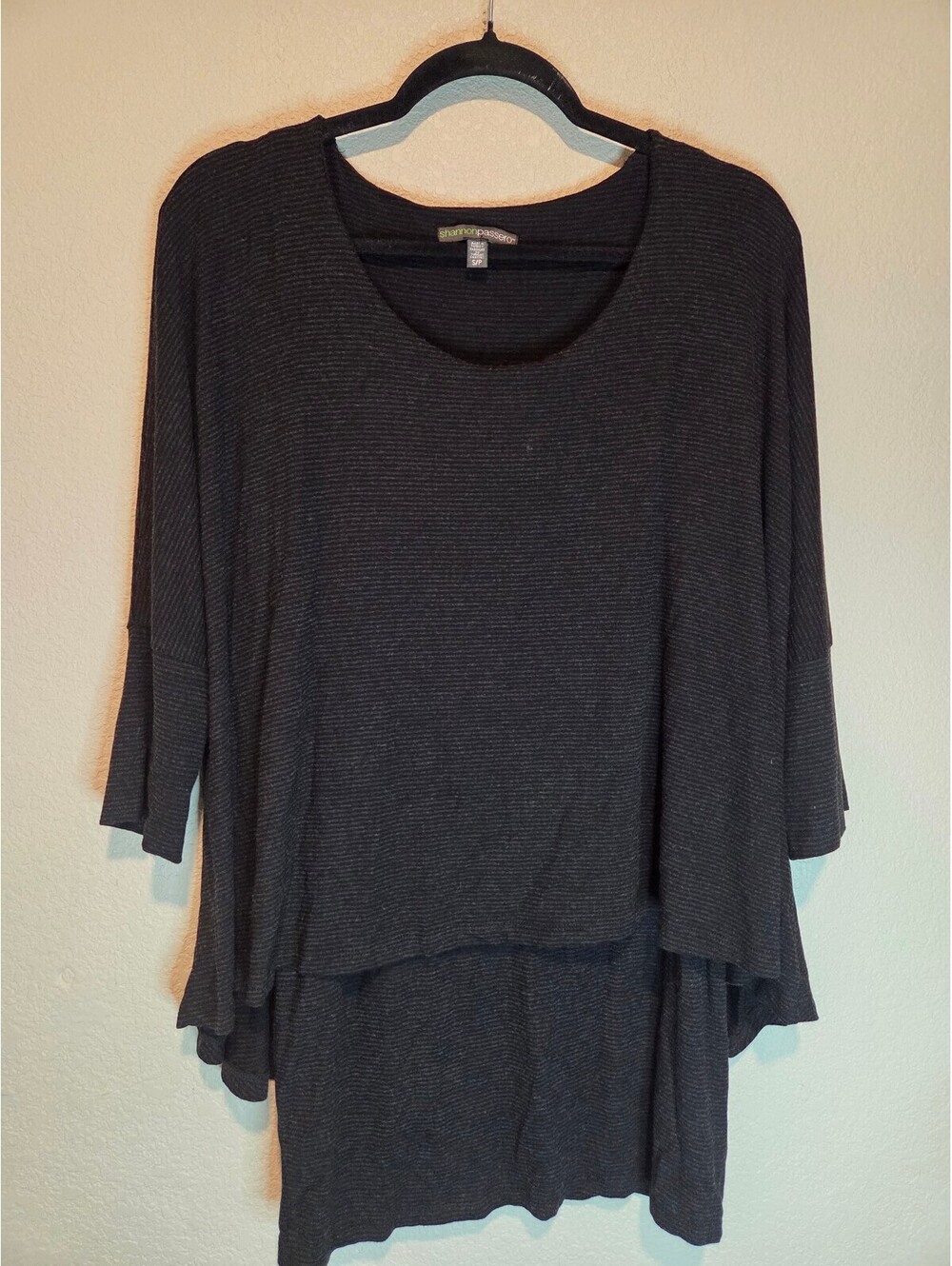 Shannon Passero Charcoal Gray Lightweight Layered Tunic Top
